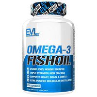 Evlution Nutrition Omega 3 Fish Oil 1250mg, HIGH EPA 450mg, DHA 300mg Triple Strength, Capsules (120 Servings)