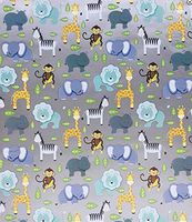 Zoo Animals Lion Elephant Giraffe Baby Shower Gift Wrap Wrapping Paper-15ft Roll w. Gift Tags