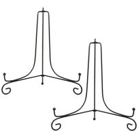 (2 Pack) Iron Display Stand, Black Iron Easel Plate Display Photo Holder Stand, Displays Picture Frames, Cookbooks, Decorative Plates, Tablets and Art 10 Inch