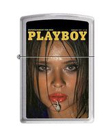 Zippo Playboy Cover February 1977 Pocket Lighter, Brushed Chrome