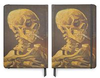 Van Gogh Art - PU (Vegan) Leather A5 Notebook - Lined Pages - Skull with Cigarette