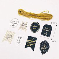 80pcs White and black luxury gold stamping Festival party gift wrapping decoration with special-shaped labels (Including golden rope)
