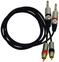 Dual Professional Audio Link Cable - 5 Ft 2 ¼" Male to 2 RCA Male Audio Cord Extension with Gold-Plated Connectors for AV, Amplifier, HiFi Stereo Audio System, Home Theater System - Pyle PPRCJ05