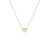 Tiny Gold Initial Heart Necklace-14K Gold Filled Handmade Dainty Personalized Letter U Heart Choker Necklace Gift for Women Kids Child Alphabet Necklace Jewelry (U)