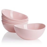 Sweese 103.108 Porcelain Bowls - 28 Ounce for Cereal, Salad and Desserts - Set of 4, Pink