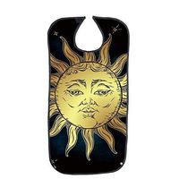 Adult Bibs with Crumb Catcher, Reusable Clothing Protector, Washable Waterproof Dining Eating Bib for The Eldly Elderly Senior Men and Women (Sun)