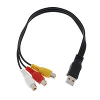 USB Plug to 3 RCA RGB Jack Socket Audio Video AV Converter Cable for HDTV Mac