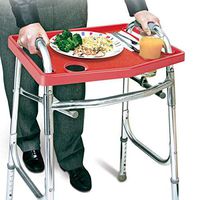 Walker Tray with Non-Slip Grip Mat - Red