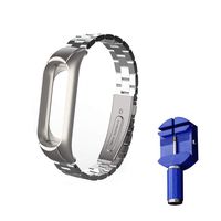OLLIVAN Xiaomi Mi Band 3 Replacement Strap, Stainless Steel Wristband Bracelet Replacement Band Wrist Straps for Mi Band 3 Tracker, Host Remove Easily via Double Elastic Buckle (Sliver)