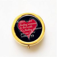 RhyNSky Love Isnt Finding Someone You Can Live with Quote Mini Gold Portable Pocket Purse Pill Box Case Pillbox, 3 Compartments -276
