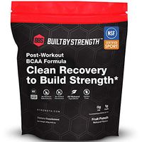BuiltByStrength Post Workout Recovery Drink - NSF Certified Pure BCAA, Creatine and Glutamine Fruit Punch Blend - Tastes Great, Dissolves Completely and Easily With No Gritty After Taste (30 Servings)