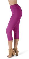 SATINA High Waisted Super Soft Capri Leggings - 20 Colors - Reg & Plus Size (Plus Size, Fuchsia)