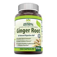 Herbal Secrets Ginger Root 550 Mg 250 Capsules (Non-GMO)- Helps to Reduce Nausea * Supports Upset Stomach*