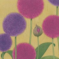 4 Paper Napkins for Decoupage - 3-ply, 33 x 33cm - Karen's Alliums Gold (4 Individual Napkins for Craft and Napkin Art.)
