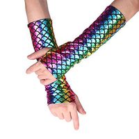 iEFiEL Mermaid Fingerless Long Gloves Dancing Costume Arm Sleeves Colorful One Size