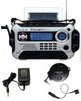 KA600 SILVER Solar/Crank AM/FM/SW NOAA Weather Radio, BONUS AC adapter/charger, Bonus Reel Antenna, 5-LED reading lamp, 3-LED flashlight