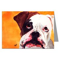 Adorable Boxer against a Yellow Background Notecard Set