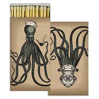 Decorative Octopus Match Boxes with Long Kitchen Matches Great for Lighting Candles, Grills, Fireplaces and More | Set of 2 Match Boxes