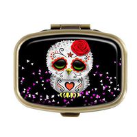 Guojew Skull owl Custom Fashion Square Pill Box Tablet Holder Pocket Purse Organizer Case Decoration Box