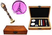 MNYR Vintage The Eiffel Tower Decorative Luxury Wood Box Red Brass Metal Peacock Wedding Invitations Gift Cards Paper Stationary Envelope Custom Wax Seal Sealing Stamp Stick Melting Spoon Gift Box Set