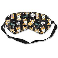 Cute Dogs Corgi Natural Silk Smooth Eye Mask,Pressure-Free Sleep Mask Adjustable Blindfold, For Adult Kids Teens Sleeping Shift Work Naps Travel Eye Cover