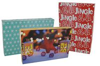 Emraw Santa-Themed Gift Boxes with Lids Assortment of Christmas Boxes with Holiday Themes (3-Pack) (Medium (14-3/4 X 10 X 2))