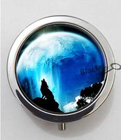 BlackKey Animal Wolf Howling Silhouette 3-Compartment Decorative Pocket Gift Box Case Organizer for Pill, Color 1 -614