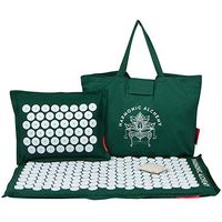Acupressure Mat Set by Harmonic Alchemy | Perfect for Back Pain Relief, Stiff Neck, Sciatica & Stress | Comes with Full Size Linen mat, Pillow, Bag, and Lavender Scent Pouch | Green Color