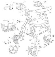 Replacement Handbrake (Style 1a) for Drive Rollator Model 750N - D-Lite Rollator