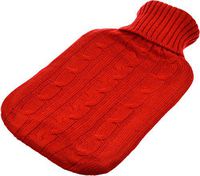 Harbour Housewares Full Size Hot Water Bottle, 2L - with Soft Knitted Cover - Red