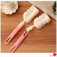 QJSDM Cleaning Sponge 3PCS Long Handle Vacuum Cup Brush Coffee Cup Brush Sponge Cleaning Cup Brush Removable Wash Cup Cleaning Tool,Pink