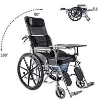 OULYO- Elderly Self Propelled Wheelchair, Lying Flat Folding Carbon Steel Frame Wheelchair Elderly Multi-Function Trolley Walking Aids (Color : Honeycomb Fabric)