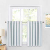 PONY DANCE 36 Inches Curtain Valances - Rod Pocket Window Covering Light Filtering and Privacy Protection Tiers for Home Decoration, 42 x 36 Inches, Greyish White, Set of 2