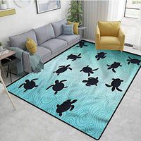TableCoversHome Marine Patchwork Runner Rugs, Baby Turtles Deep Sealife Pattern Printing Door Mat, Durable Rugs - Living, Dinning, Office, Rooms & Bedrrom, Hallway Carpet (6.5'x 9.7')
