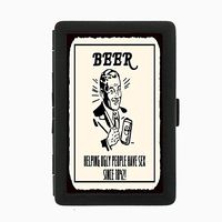 Perfection In Style Black Color Metal Cigarette Case Vintage Drinking Ads Design 007