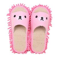 Frjjthchy Cartoon Microfiber Mop Slippers Shoes Dusting Mopping Cleaning Tool Detachable Anti-Slip for Kitchen Bathroom Office (Women 7-10/Men 5-8, Pink)