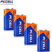 PKCELL 4 PCS 9Volt MN1604 6LR61 Alkaline Batteries for Smoke Detector