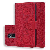 JUNXI Phone case Phone Cover Calf Pattern Double Folding Design Embossed Leather Case with Wallet & Holder & Card Slots for Xiaomi Redmi K20 / K20 Pro(Black) (Color : Red)