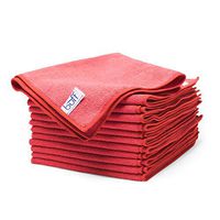 Buff Microfiber Cleaning Cloth | Red (12 Pack) | Size 16" x 16" | All Purpose Microfiber Towels - Clean, Dust, Polish, Scrub, Absorbent