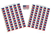 Made in USA! 100 Country Flag 1.5" x 1" Self Adhesive World Flag Scrapbook Stickers, Two Sheets of 50, 100 International Sticker Decal Flags Total (Philippines)