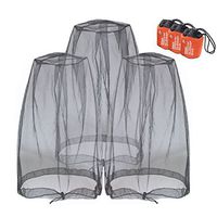 Anvin Mosquito Head Nets Gnat Repellant Head Netting for No See Ums Insects Bugs Gnats Biting Midges from Any Outdoor Activities, Works Over Most Hats Comes with Free Stock Pouches (3pcs, Black)