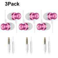 KEKU 3 Packs Earbud Headphones Remote & Microphone, in Ear Earphone Stereo Sound Noise Isolating Tangle Free iOS Android Smartphones, Laptops, Gaming, Fits All 3.5mm Interface Device（Purple）