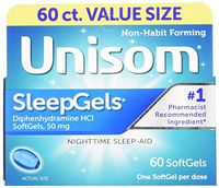 Unisom SleepGels, 60 Count, Non-Habit Forming Sleep Aid, Great for Difficulty Falling Asleep Due to Anxiety or Stress, Fall Asleep Faster and Wake Up Feeling Refreshed