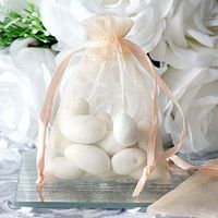 Tableclothsfactory 50PCS Peach Organza Gift Bag Drawstring Pouch Wedding Favors Bridal Shower Treat Jewelry Bags - 3"x4"