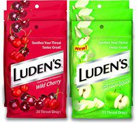 Luden's Wild Cherry & Green Apple Throat Drops | 30 & 25 Drops | 6 Bags