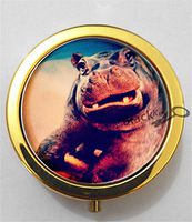 BlackKey Hippo Hippopotamus 3-Compartment Decorative Pocket Gift Box Case Organizer for Pill, Color 2 -2252