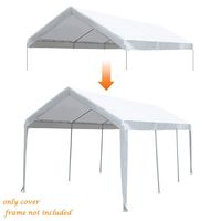 Abba Patio 10 x 20-Feet Carport Replacement Top Canopy Cover for Garage Shelter with Ball Bungees, White (Frame Not Included)