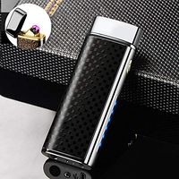Dual Arc Lighter with Flashlight Double Arc Lighter USB Rechargeable Windproof Flameless Plasma Electronic No Gas Good for Cigar Candle Cigarette (Trellis Silver)