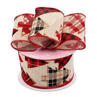 Plaid Christmas Tree Natural Linen Ribbon - 2-1/2" X 10Yd