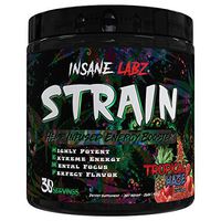 Insane Labz Strain nextHEMP Infused Mid Stimulant Pre Workout Powder, Loaded with Caffeine Yohimbine Fueled by AMPiberry, 30 Servings Tropical Haze